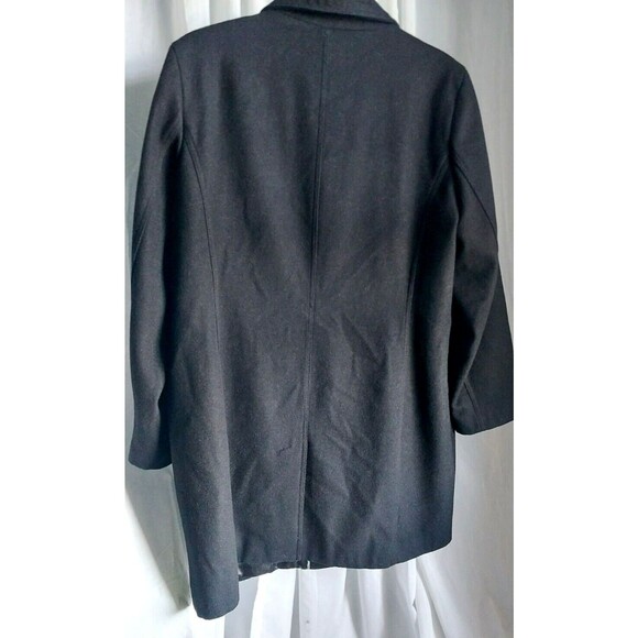 Calvin Klein Black Wool Blend Button Down Single Breasted Peacoat Size XL - Picture 2 of 12